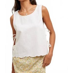 NEW WISHLIST cotton tank with side ties in white